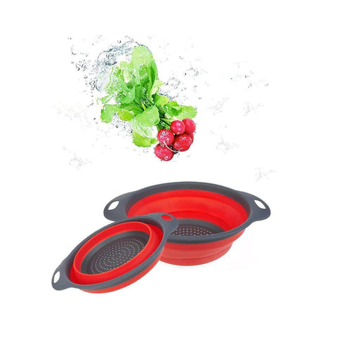 AussieSuperStore Homeware Supplies Collapsible Silicone Colander Folding Kitchen Silicone Strainer (Red) CBSILFOJDREDX2